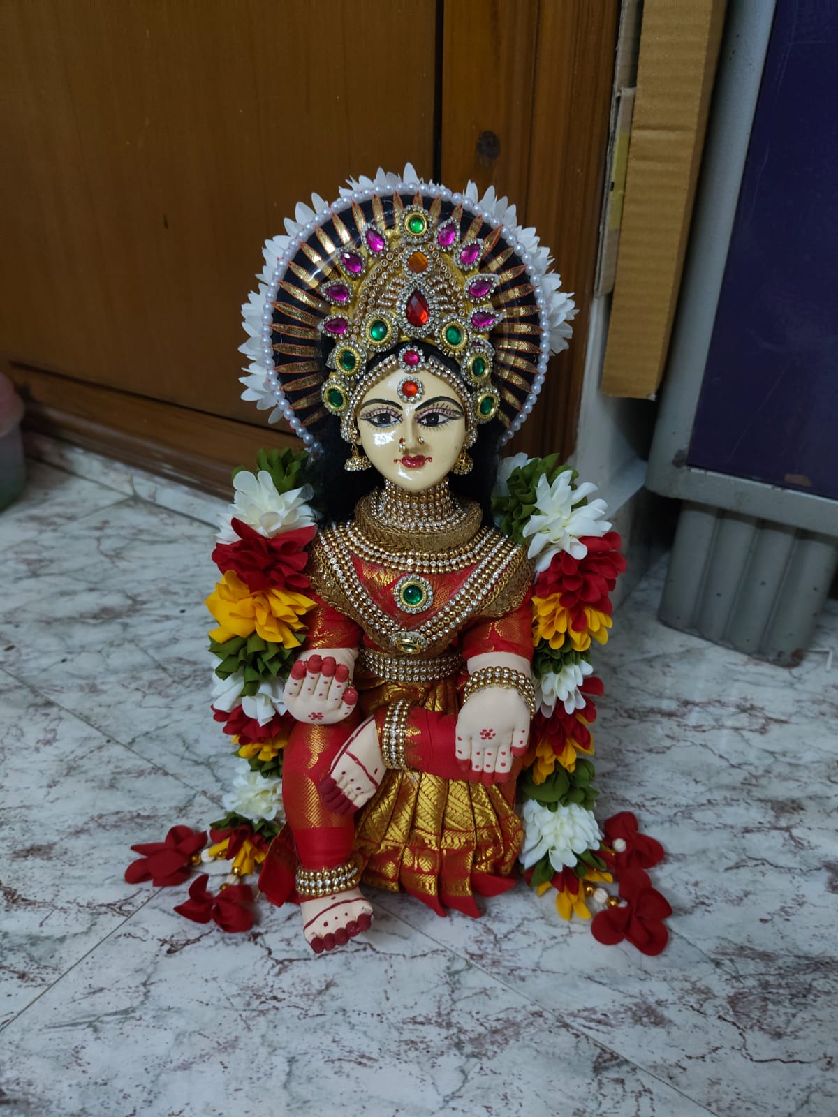 Ambal - 12 inches Handmade doll with Fiber face - Red colour