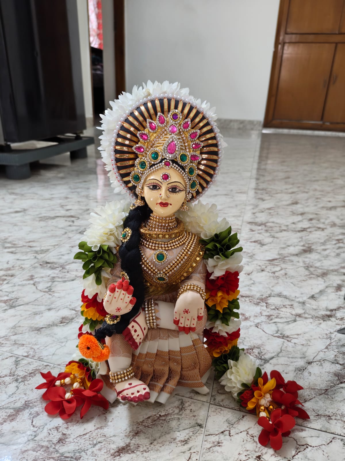 Ambal - 12 inches Handmade doll with fiber face - White colour