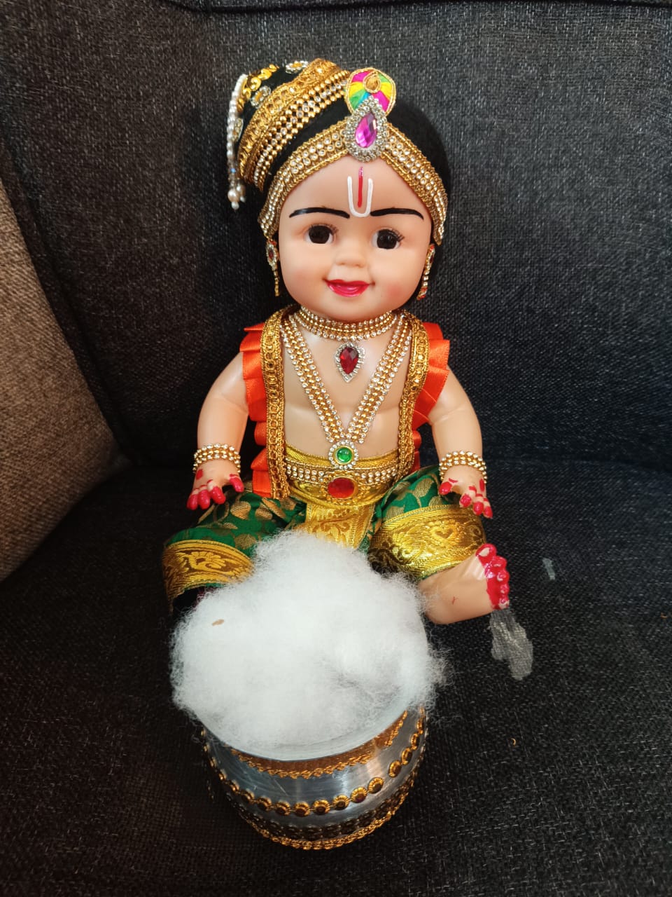 Krishna - 9 inches Plastic Krishna idol with pot
