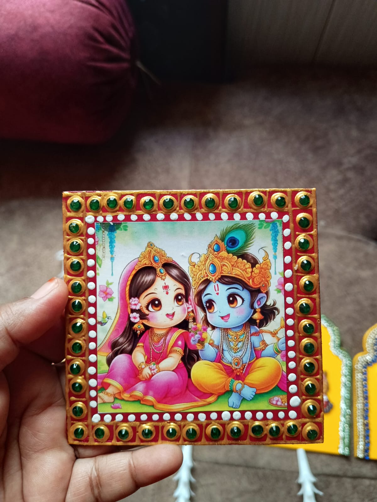 Return gifts - 4x4 Fridge magnet - Krishna with Radha