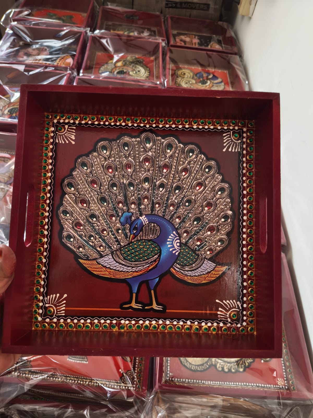 Return gifts - Tray 10x10 - Peacock