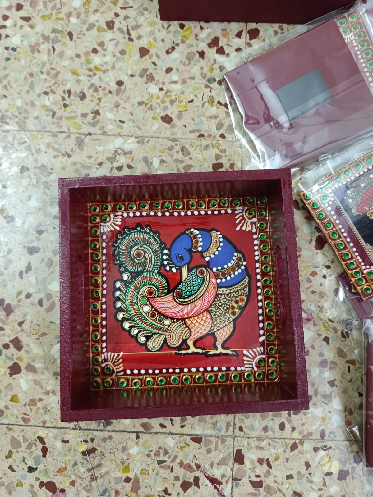 Return gifts - Tray 6X6 - Peacock